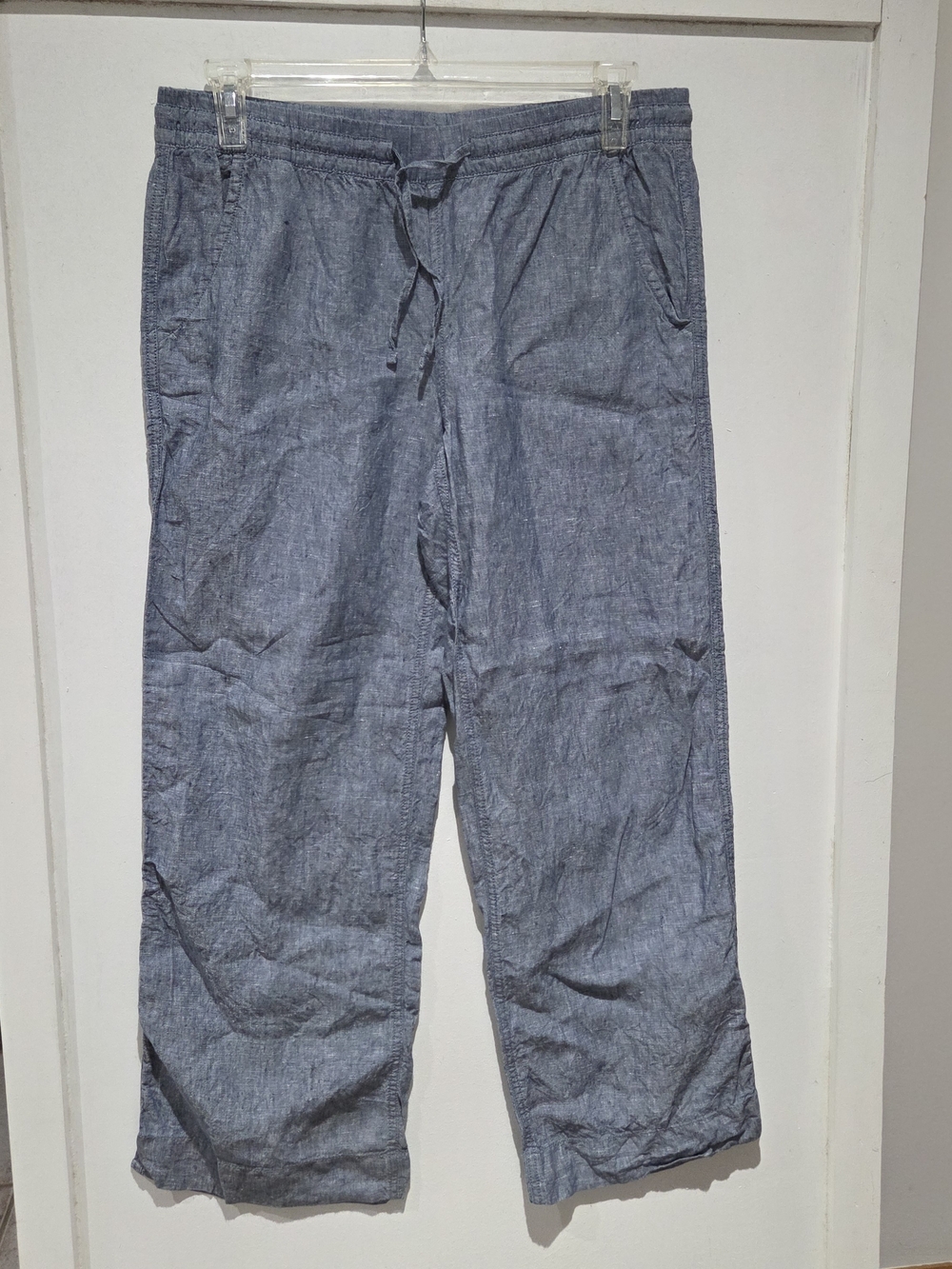 L.L. Bean Lightweight Chambray Drawstring Ankle Pants - Blue